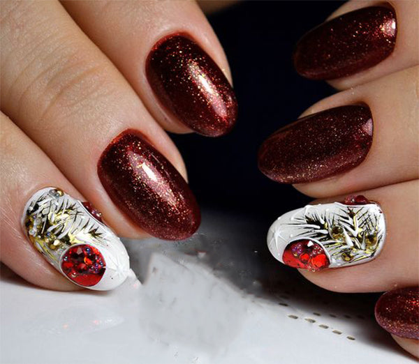 Amazing  Winter Snowy Nails Art Design; Christmas nails; winter nails; Snow nails; White nails