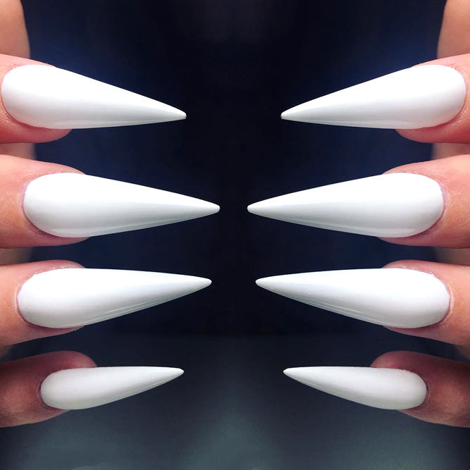 White Color Best For Elegant Stiletto Nails; White Stiletto nails; cute Stiletto nails; Stiletto coffin nails; easy Stiletto nails; Stiletto nails designs;