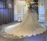 White High Neck Long Sleeves Full Beading Wedding Dress OS3930 - Wedding & Bridal Party Dresses $1,499.99