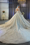 White Long Sleeves V Neck Elegant Wedding Dress OS4074 - Wedding & Bridal Party Dresses $1,599.99