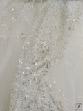 White O Neck Long Sleeves Wedding Dress Ball Gown OS867 - White Wedding Dresses $1,155.99
