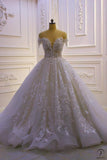White One Shoulder Sleveless Lace Flower Wedding Dress Ball Gown OS790