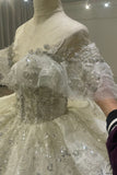 White Queen Collar Short Sleeve Crystals Pearl Wedding Dress OS09281 - Wedding Dresses $1,199.99