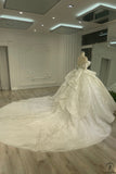 White Queen Collar Short Sleeve Crystals Pearl Wedding Dress OS09281 - Wedding Dresses $1,199.99