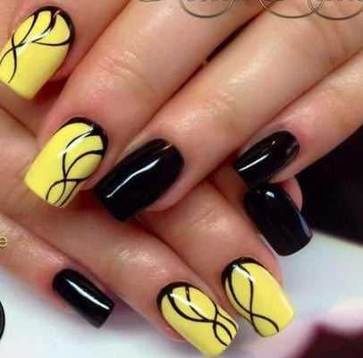 Manicure Geometric Nail Art Ideas ; design de unhas; Геометрия Дизайн ногтей; Дизайн ногтей; geometric nails; Yellow nails; manicure; nail shop; nail salon;