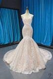 Bridal Sexy Waist Trimming Fishtail Wedding Dress Slim Korean Style Deep V-neck Strap Lace Small Tail