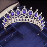 Crystal Headbands Queen Tiaras and Crowns Bridal Wedding Jewelry - Gold Blue - $29.99