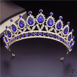 Crystal Headbands Queen Tiaras and Crowns Bridal Wedding Jewelry - Gold Full Blue - $29.99