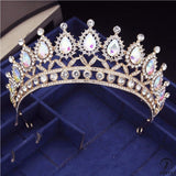 Crystal Headbands Queen Tiaras and Crowns Bridal Wedding Jewelry - Gold White AB - $29.99
