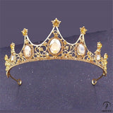 Crystal Headbands Queen Tiaras and Crowns Bridal Wedding Jewelry - Gold Yellow - $29.99