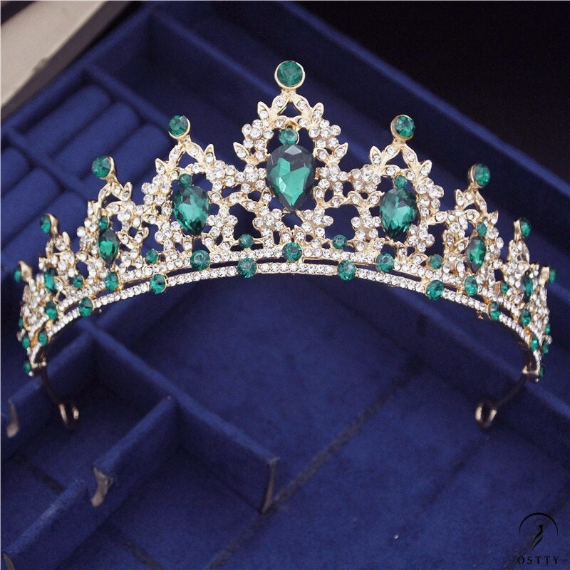 Crystal Headbands Queen Tiaras and Crowns Bridal Wedding Jewelry - Green - $29.99