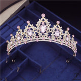 Crystal Headbands Queen Tiaras and Crowns Bridal Wedding Jewelry - Pink - $29.99