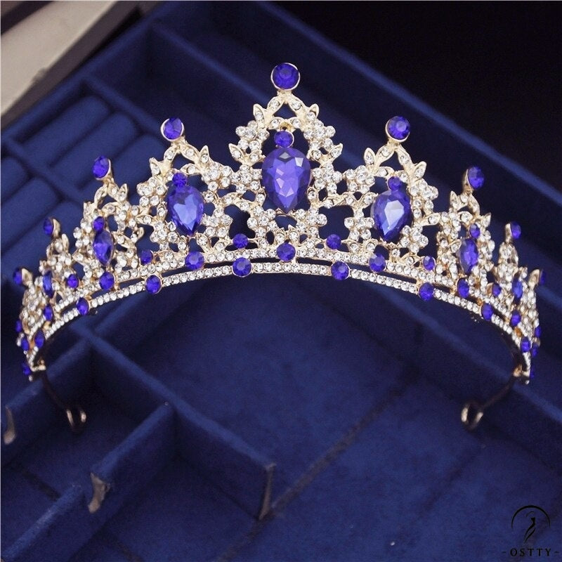 Crystal Headbands Queen Tiaras and Crowns Bridal Wedding Jewelry - Blue - $29.99
