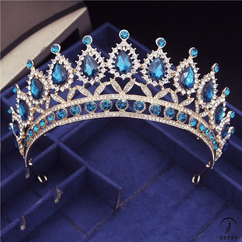 Crystal Headbands Queen Tiaras and Crowns Bridal Wedding Jewelry - Peacock blue - $29.99