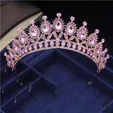 Crystal Headbands Queen Tiaras and Crowns Bridal Wedding Jewelry - Rose Gold Pink - $29.99
