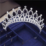 Crystal Headbands Queen Tiaras and Crowns Bridal Wedding Jewelry - Silver Black - $29.99