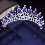 Crystal Headbands Queen Tiaras and Crowns Bridal Wedding Jewelry - Silver Blue - $29.99