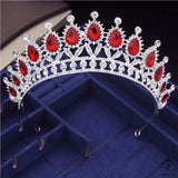 Crystal Headbands Queen Tiaras and Crowns Bridal Wedding Jewelry - Silver Red - $29.99