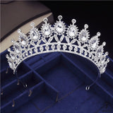Crystal Headbands Queen Tiaras and Crowns Bridal Wedding Jewelry - Silver White - $29.99