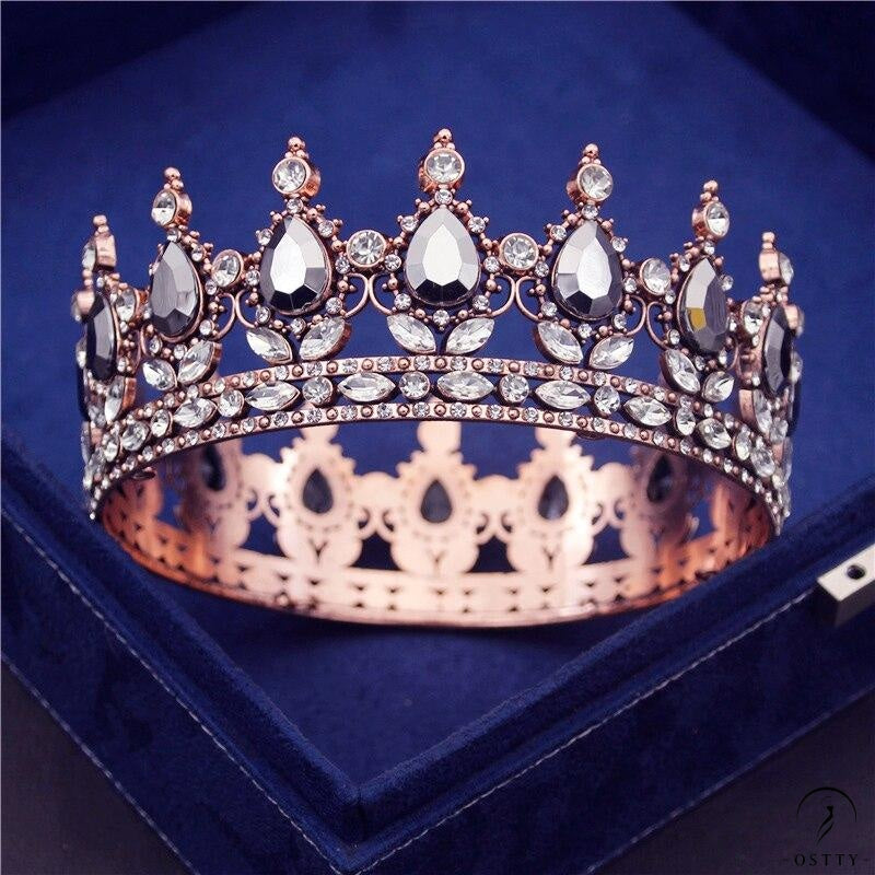 Crystal Vintage Royal Queen Tiaras and Crowns Wedding Jewelry Accessories - Vintage Black - $31.98