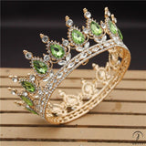 Crystal Vintage Royal Queen Tiaras and Crowns Wedding Jewelry Accessories - Gold Light Green - $34.98