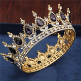 Crystal Vintage Royal Queen Tiaras and Crowns Wedding Jewelry Accessories - Gold Purple - $34.98
