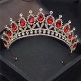Crystal Vintage Royal Queen Tiaras and Crowns Wedding Jewelry Accessories - Gold Red1 - $24.48