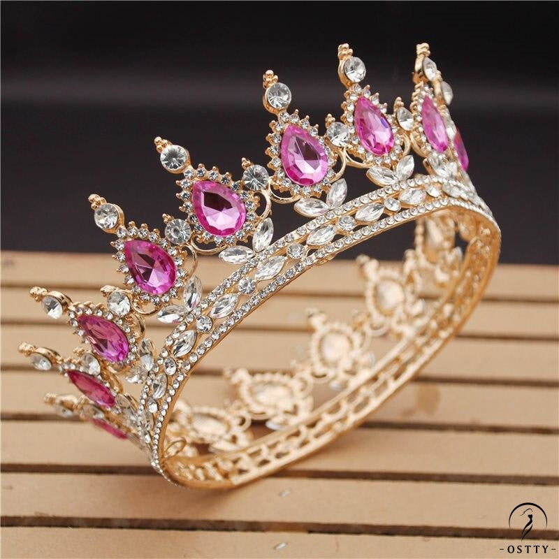 Crystal Vintage Royal Queen Tiaras and Crowns Wedding Jewelry Accessories - Gold Rose - $34.98