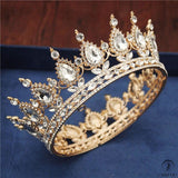 Crystal Vintage Royal Queen Tiaras and Crowns Wedding Jewelry Accessories - Gold White - $34.98