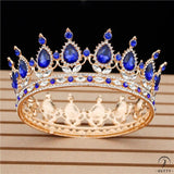 Crystal Vintage Royal Queen Tiaras and Crowns Wedding Jewelry Accessories - Mix Blue - $34.98