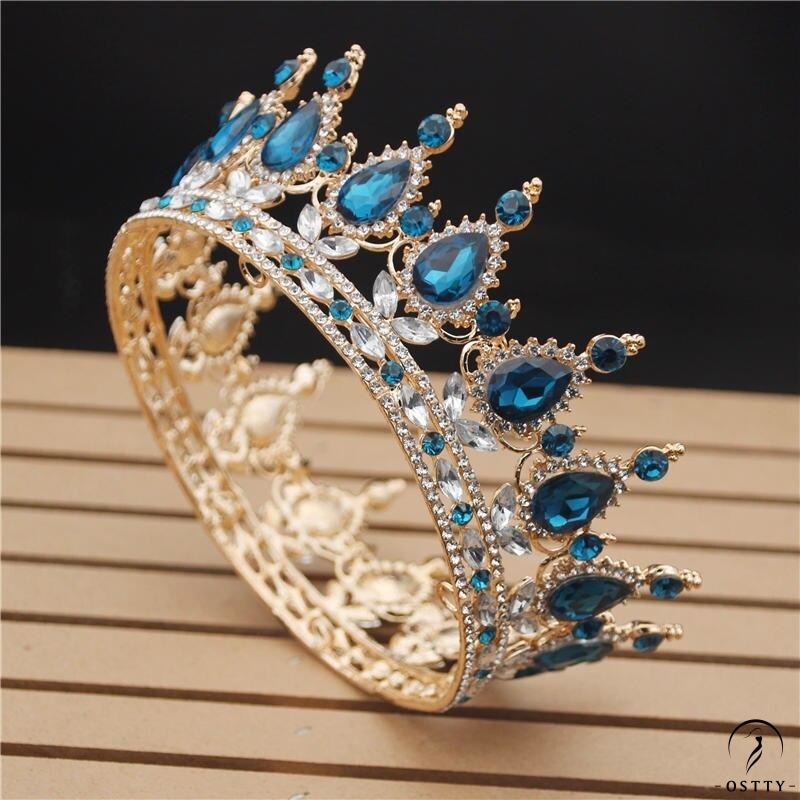 Crystal Vintage Royal Queen Tiaras and Crowns Wedding Jewelry Accessories - Mix Peacock blue - $34.98