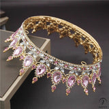Crystal Vintage Royal Queen Tiaras and Crowns Wedding Jewelry Accessories - Mix Pink - $34.98