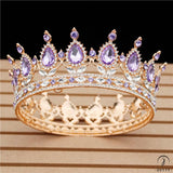 Crystal Vintage Royal Queen Tiaras and Crowns Wedding Jewelry Accessories - Mix Purple - $34.98