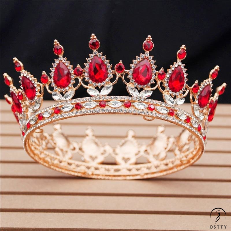 Crystal Vintage Royal Queen Tiaras and Crowns Wedding Jewelry Accessories - Mix Red - $34.98