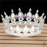 Crystal Vintage Royal Queen Tiaras and Crowns Wedding Jewelry Accessories - Silver AB Colors - $34.98