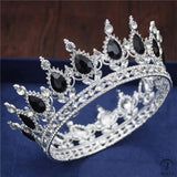 Crystal Vintage Royal Queen Tiaras and Crowns Wedding Jewelry Accessories - Silver Black - $34.98
