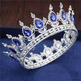 Crystal Vintage Royal Queen Tiaras and Crowns Wedding Jewelry Accessories - Silver Blue - $34.98