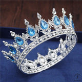 Crystal Vintage Royal Queen Tiaras and Crowns Wedding Jewelry Accessories - Silver Light Blue - $34.98