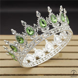 Crystal Vintage Royal Queen Tiaras and Crowns Wedding Jewelry Accessories - Silver Light Green - $34.98