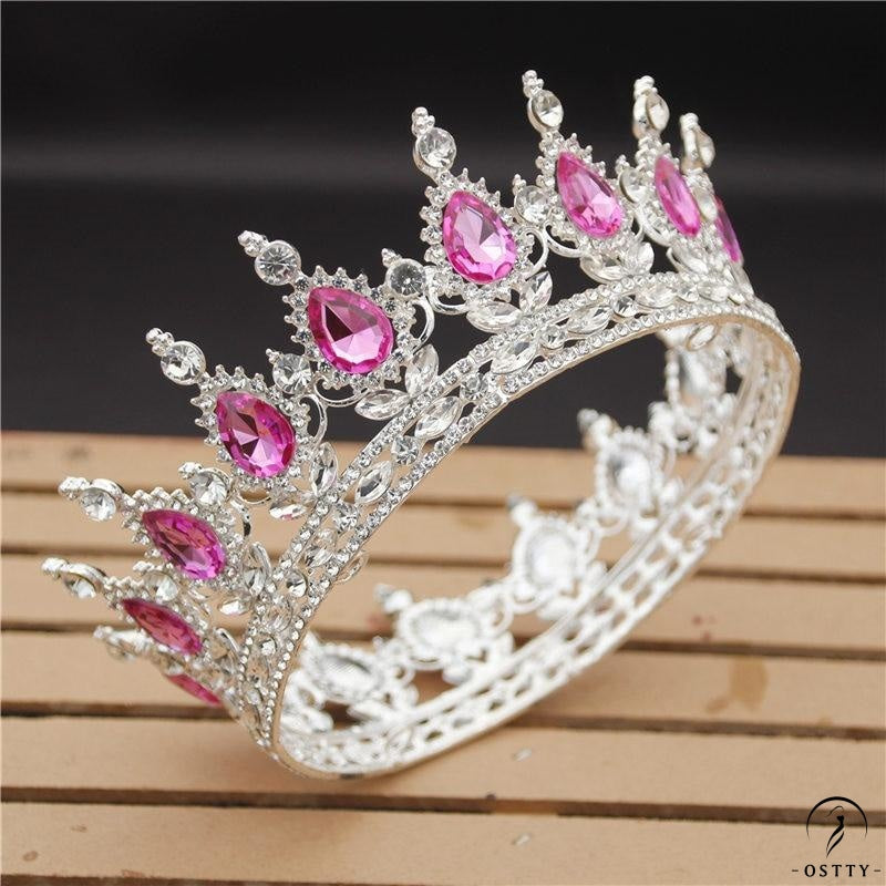 Crystal Vintage Royal Queen Tiaras and Crowns Wedding Jewelry Accessories - Silver Rose - $34.98
