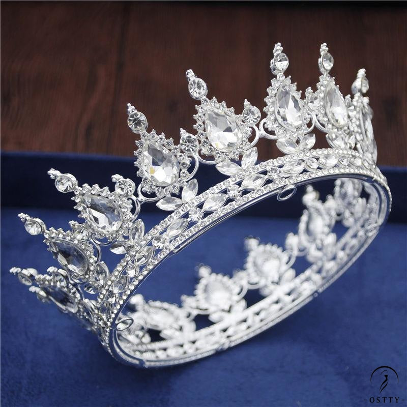 Crystal Vintage Royal Queen Tiaras and Crowns Wedding Jewelry Accessories - Silver White - $34.98