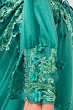 Green Cape Long Sleeves Quinceanera Dress OS747 - Bridal Party Dresses $899.99