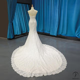 Korean Style Tight Waist Fishtail Luxury Wedding Dress Bridal French Wedding Wedding Veil Super Fairy Small Tail Dress - 白色 - $599.99