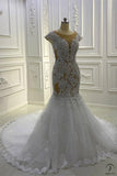 Lace Mermaid Wedding Dresses Round Neck Short Sleeves OS850 - Wedding & Bridal Party Dresses $785