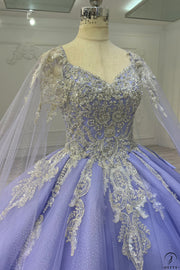 Lilac Cape Quinceanera Dress OS731