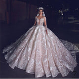 Luxury Embroidered Long Sleeve Round Neck Wedding Dresses OS3947 - Wedding & Bridal Party Dresses $1,699.99
