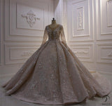 Luxury Embroidered Long Sleeve Round Neck Wedding Dresses OS3947 - Wedding & Bridal Party Dresses $1,699.99
