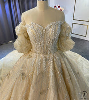 Luxury Embroidered Long Sleeve V Neck Wedding Dresses OS3948