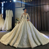 Luxury Embroidered Long Sleeve V Neck Wedding Dresses OS3956 - Wedding & Bridal Party Dresses $1,699.99