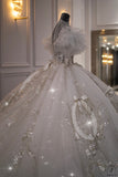 Luxury Embroidered Short Sleeves Ball Gown Wedding Dresses OSL002 - Wedding & Bridal Party Dresses $1,199.99